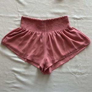 Forever 21 Rose Pink Losses Flowing Stretch Smocked Waist Pull On Shorts Size XS